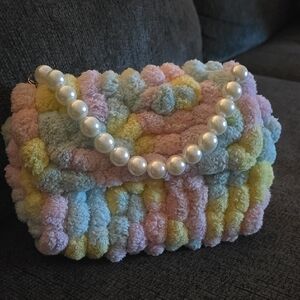 Colorful Pastel Mini Bag with Pearl Handle